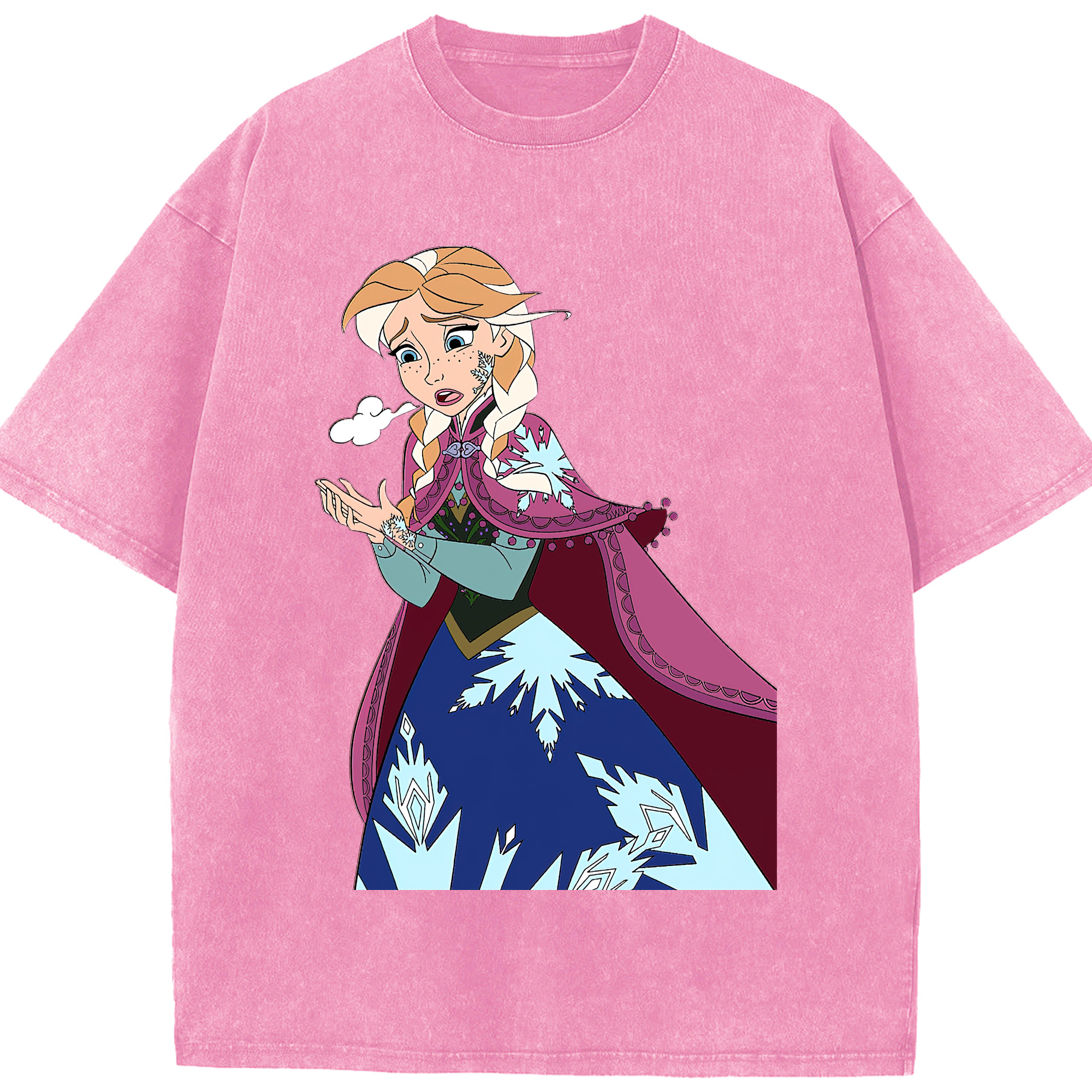 （画像用） アナと雪の女王 アンナ エルサ Frozen Anna Elsa 綿100% ヴィンテージ風 半袖Tシャツ（フロントプリント）